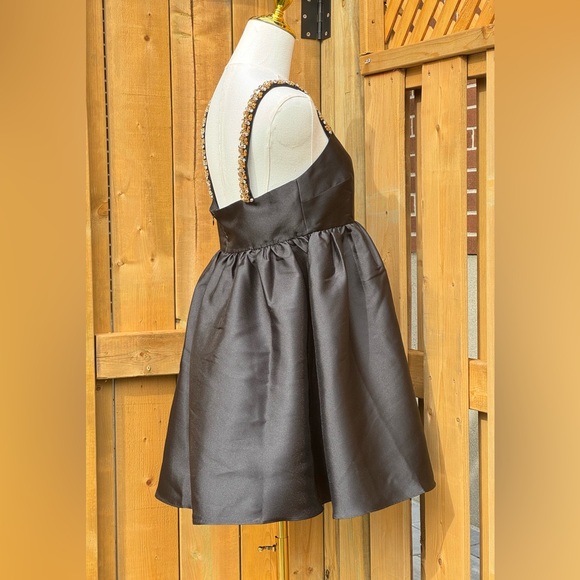 🆕 SELF-PORTRAIT 🧿 NWOT Embellished Taffeta Mini Dress, Black - Sz UK 10 / US 6 - Picture 8 of 17